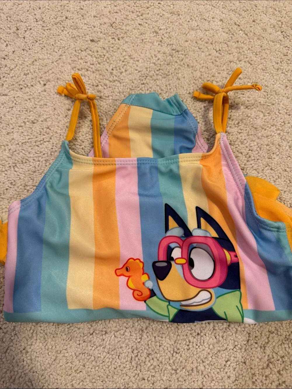 Bluey One-Piece Swimsuit with Yellow Ruffle Straps